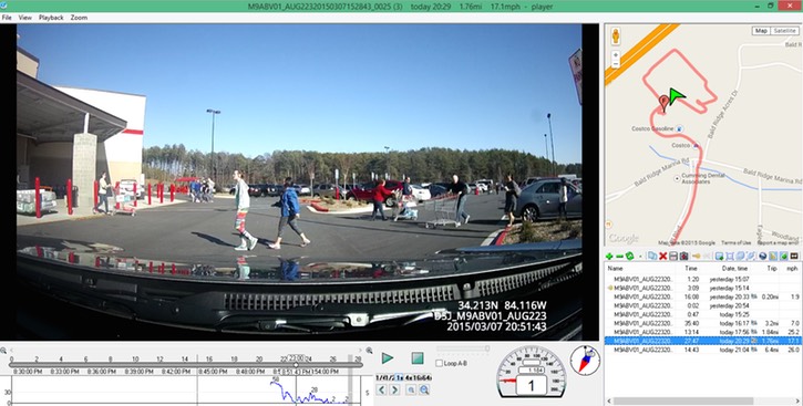 DBC-Pro Driver body worn personal video recorder police body camera sample screenshot Driving sample 33 GUI with map